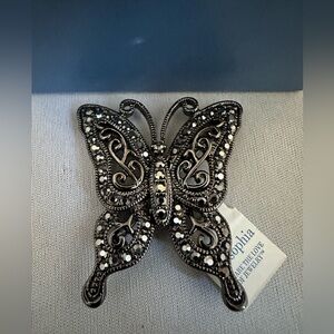 Lia Sophia Wind Song black butterfly brooch with hematite colored stones